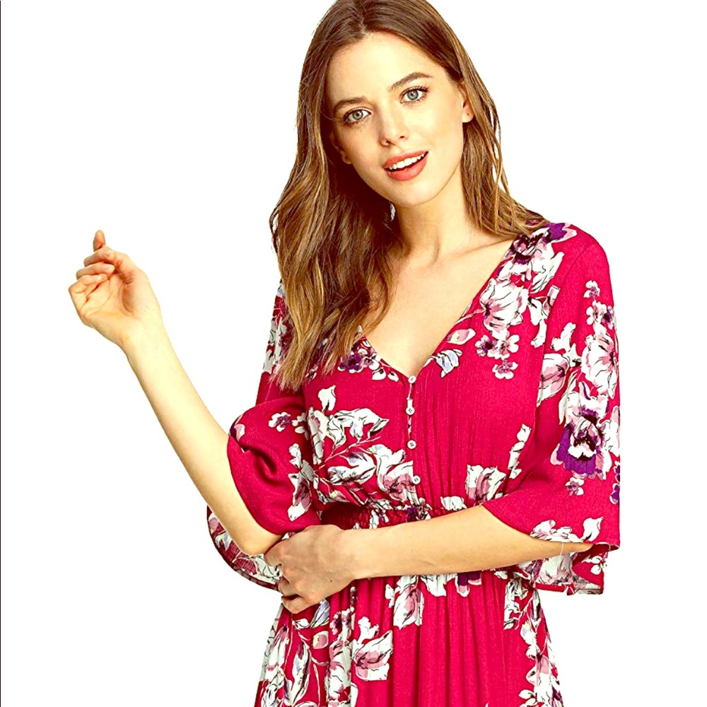 Red Floral Sun Dress